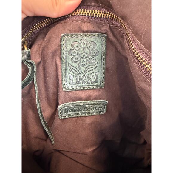 Lucky Brand Abbey Road Green Italian Leather Crossbody Messenger Bag - Picture 5 of 6